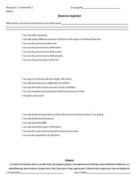 Preview of T'es Branché 2 Unité 2 Vocabulary and Grammar Packet