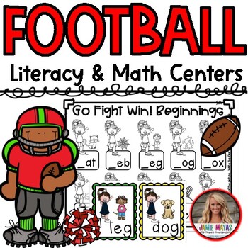 Preview of Football Math & Literacy Centers for Kindergarten