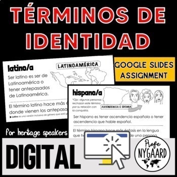 Preview of Términos de identidad: Digital Worksheets for Heritage Speakers