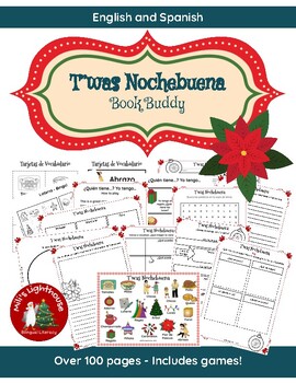 Preview of T'was Nochebuena Book Buddy in English and Spanish
