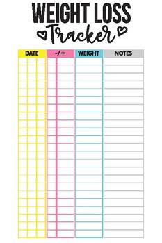 Preview of T5: Weight Loss Tracker - 1 page
