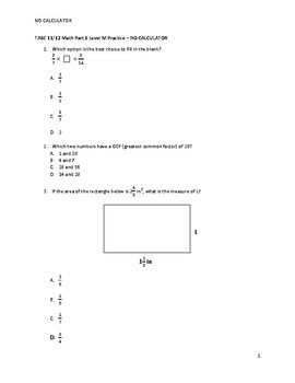 Preview of TABE 11/12 Level M Part 1 Math Practice