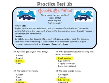 Preview of TABE Clas-E Practice Test 3b w/ Answer Key