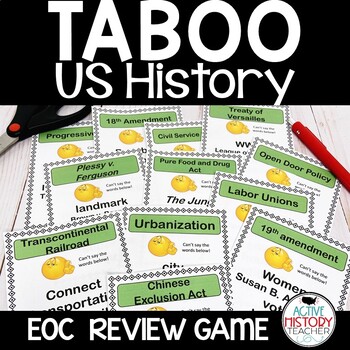 Preview of US History EOC Review Game TABOO Test Prep End of the year activity FUN