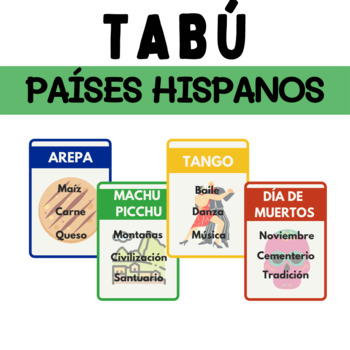 Preview of TABÚ PAÍSES HISPANOHABLANTES: 168 TARJETAS RECORTABLES