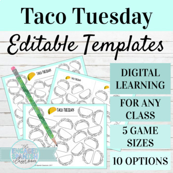 Preview of EDITABLE Spanish Activity Templates | Taco Tuesday Digital or Print Game