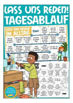 Preview of TAGESABLAUF / ALLTAG Deutsch German - Sprechanlässe "Lass uns reden!" Spiel