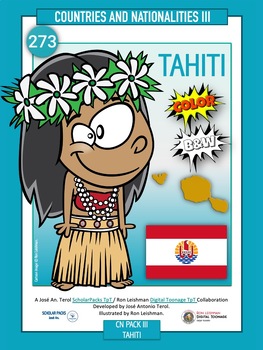 Preview of TAHITI. Countries & Nationalities III. Flash Cards. Color / BW version