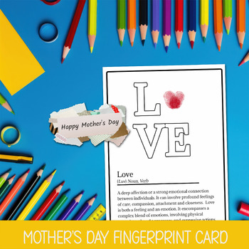 Preview of PRINTABLE CARD FOR MOM, THUMBPRINT HEART ART, PRESCHOOL CRAFTS, DIY ACTIVITY 
