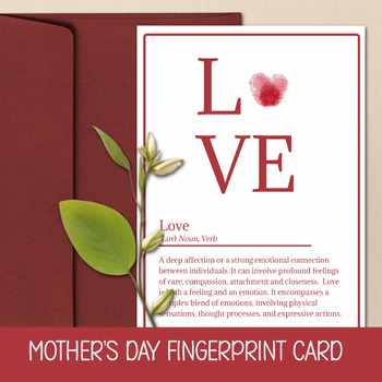 Preview of MOTHER'S DAY ACTIVITIES, DIY CLASSROOM CRAFT, LOVE CARDS, PRESCHOOL FINGERPRINT 