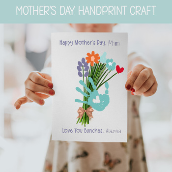 Preview of TAKE HOME MOTHER'S DAY CARD, HANDPRINT FLOWER CRAFT, DIY MAY HOMESCHOOL ACTIVITY