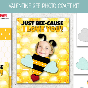 Preview of TAKE HOME VALENTINE'S DAY GIFT, BEE PHOTO CRAFTS, GRADE 1 ACTIVITY, TODDLER ART