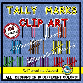Preview of TALLY MARKS CLIPART IN RAINBOW COLORS AND BW MATH SUBITIZING NUMBER SENSE