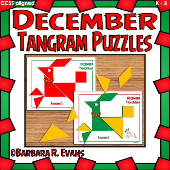 Preview of TANGRAMS DECEMBER TANGRAM PUZZLES Math Center Problem Solving Critical Thinking