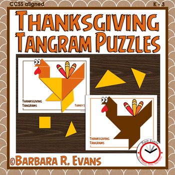 Preview of TANGRAMS THANKSGIVING TANGRAM PUZZLES Math Center Critical Thinking GATE