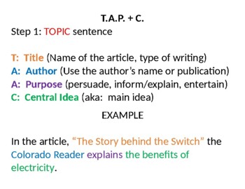 TAP + C Summarizing Poster by Read 180 and much more | TPT