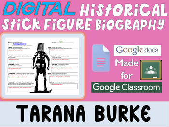 Preview of TARANA BURKE - Digital Stick Figure Mini Bios for Women's History Month