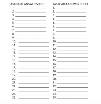 TASK CARD ANSWER SHEET FREEBIE | DISTANCE LEARNING | TPT