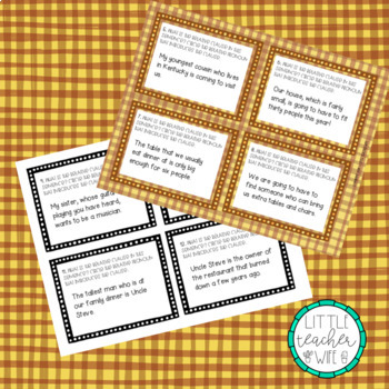 TASK CARD BUNDLE - Thanksgiving Grammar Task Cards by Little Teacher Wife