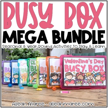 Preview of TASK CARD CENTERS BUNDLE - Math & Literacy Busy Boxes