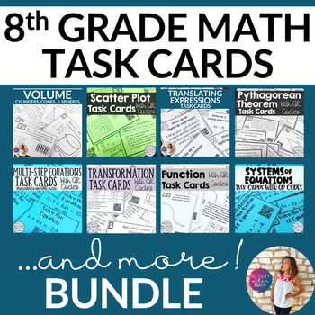Preview of 8th Grade MATH TASK CARDS BUNDLE