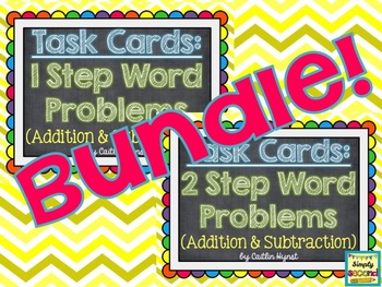 Preview of TASK CARDS - Word Problem Bundle (1 & 2 Step)