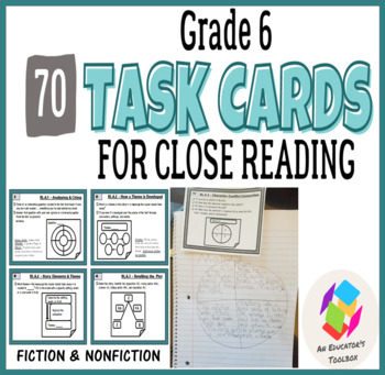 Preview of Grade 6 Task Cards for Common Core Close Reading: Fiction and Nonfiction