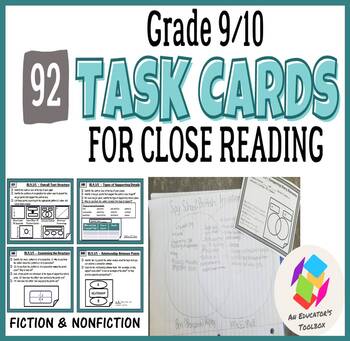 Preview of Grade 9 and 10 Task Cards for Common Core Close Reading: Fiction and Nonfiction