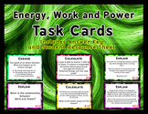 24 TASK CARDS for Physics: Energy Work and Power with ANSWER KEY