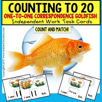 Preview of TASK CARDS for One To One Correspondence Counting To 20 "Task Box Filler" Autism