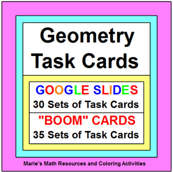 Preview of GEOMETRY TASK CARDS BUNDLE:  (30 SETS "GOOGLE SLIDES", 47 SETS BOOM CARDS)