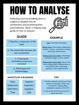 Preview of TASK WORDS poster - HOW TO ANALYSE - Years 11 and 12 Business Management