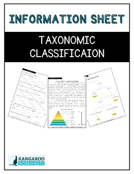 Preview of TAXONOMIC CLASSIFICATION - Information Sheet - Reading Comprehension & Worksheet