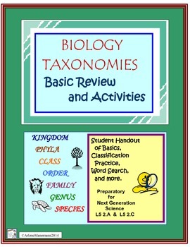 Preview of TAXONOMY Basics Review: Text and Practice