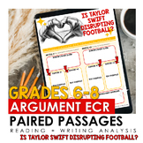 TAYLOR SWIFT Argumentative ECR + Paired Passages - Grades 6-8