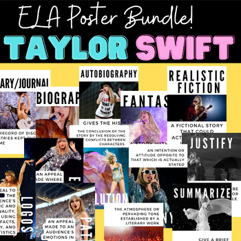 Preview of TAYLOR SWIFT - ELA CLASSROOM - 55 Posters -Back to School Middle and High School