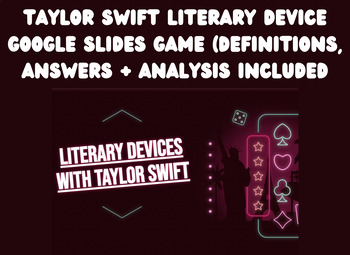 Preview of TAYLOR SWIFT LITERARY DEVICE GOOGLE SLIDES GAME WITH DEFINITIONS/ANALYSIS