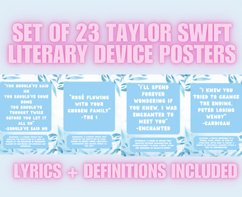 Preview of TAYLOR SWIFT LITERARY DEVICES POSTER SET OF 23 (DEFINITIONS INCLUDED)