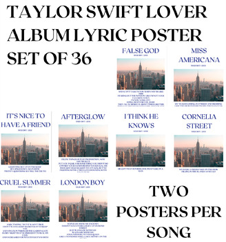 Preview of TAYLOR SWIFT "LOVER" ALBUM POSTER SET OF 36
