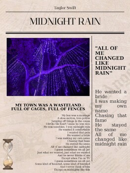 Preview of TAYLOR SWIFT "MIDNIGHT RAIN" LYRIC POSTER (CLEAN VERSION)