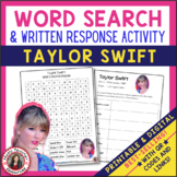 TAYLOR SWIFT Music Word Search and Biography Research Acti