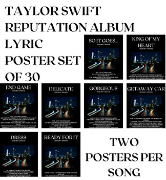Preview of TAYLOR SWIFT "REPUTATION" ALBUM POSTER SET OF 30