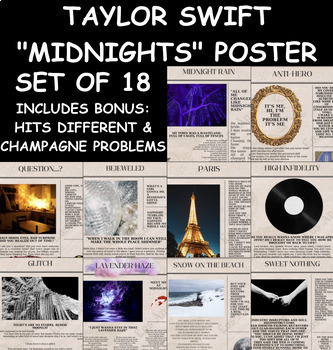 Preview of TAYLOR SWIFT SET OF 18 "MIDNIGHTS" ALBUM POSTERS + "CHAMPAGNE PROBLEMS"
