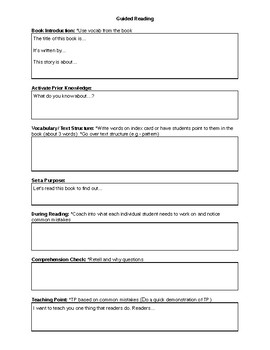 Preview of TC Guided Reading Format