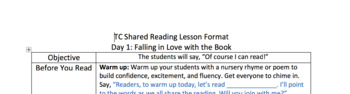 Preview of TC Inspired Shared Reading Lesson Plan Format