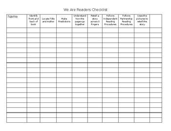 Preview of TC Kindergarten Reading Checklists for Unit 1-7