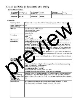 Preview of TC Teachers College Unit 1 Launching the Writing Unit Lesson Plans