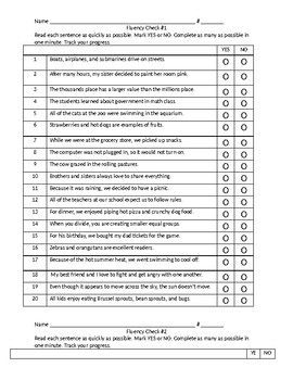 Preview of TCAP Fluency Sentences (Yes/No) for Big Kids Test Prep Bundle #1-6