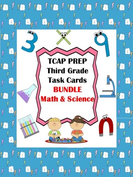 Preview of TCAP PREP - Third Grade Task Cards Bundle - Math & Science