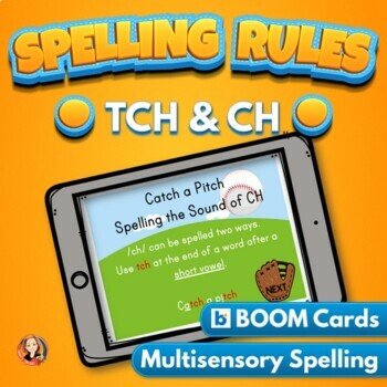 Preview of TCH and CH Spelling Rule Digital Boom Task Cards